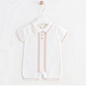 Baby Knit Short Romper | Ecru