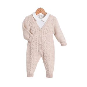 Beige Luxury Knit Romper Set