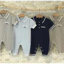 Load image into Gallery viewer, Knit Short Sleeve Collar Romper
