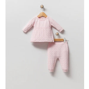 Organic Cotton Knit Baby Set | Pink