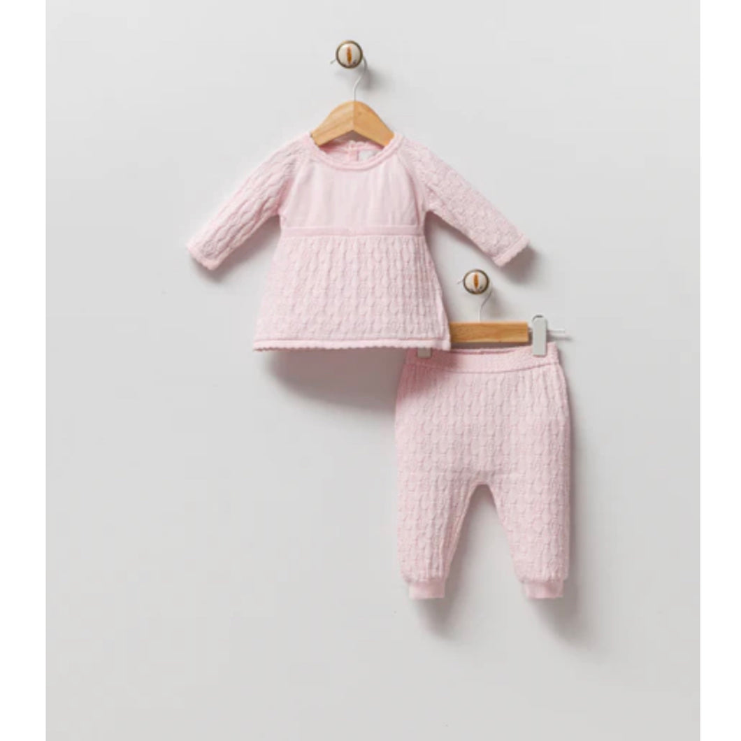 Organic Cotton Knit Baby Set | Pink