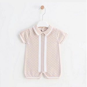 Baby Knit Short Romper | Beige