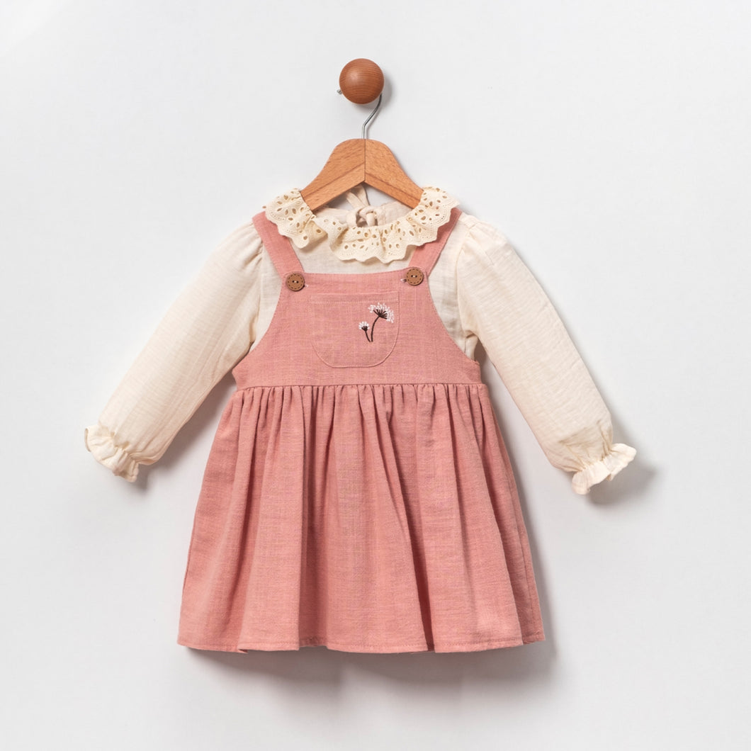 Pinafore Dress Set | Pink