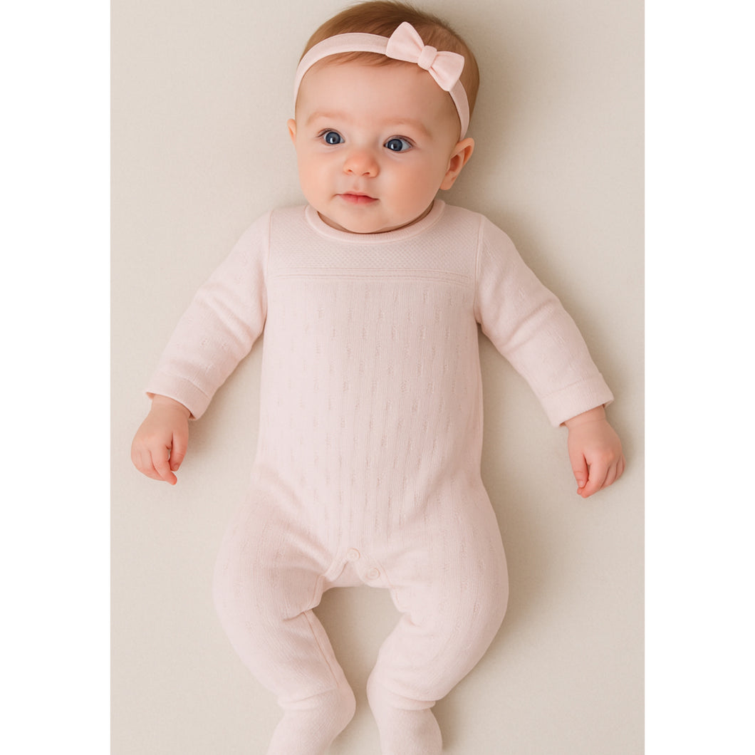 Pink Knitted Baby Onesie