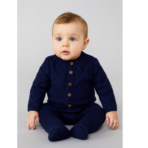 Navy Knitted Baby Onesie