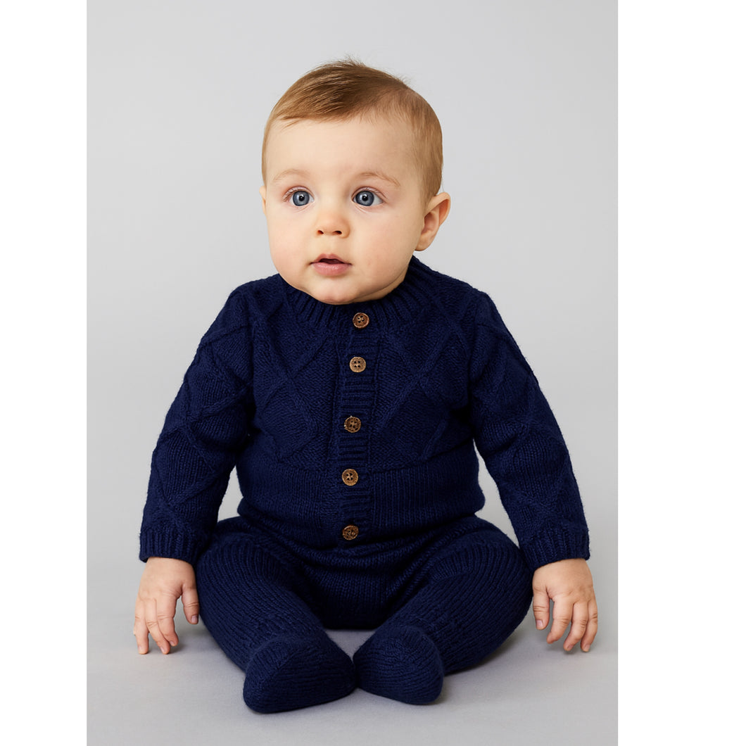 Navy Knitted Baby Onesie