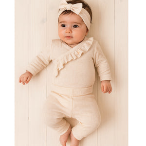Beige Organic Cotton Baby Girls 2 Piece Set
