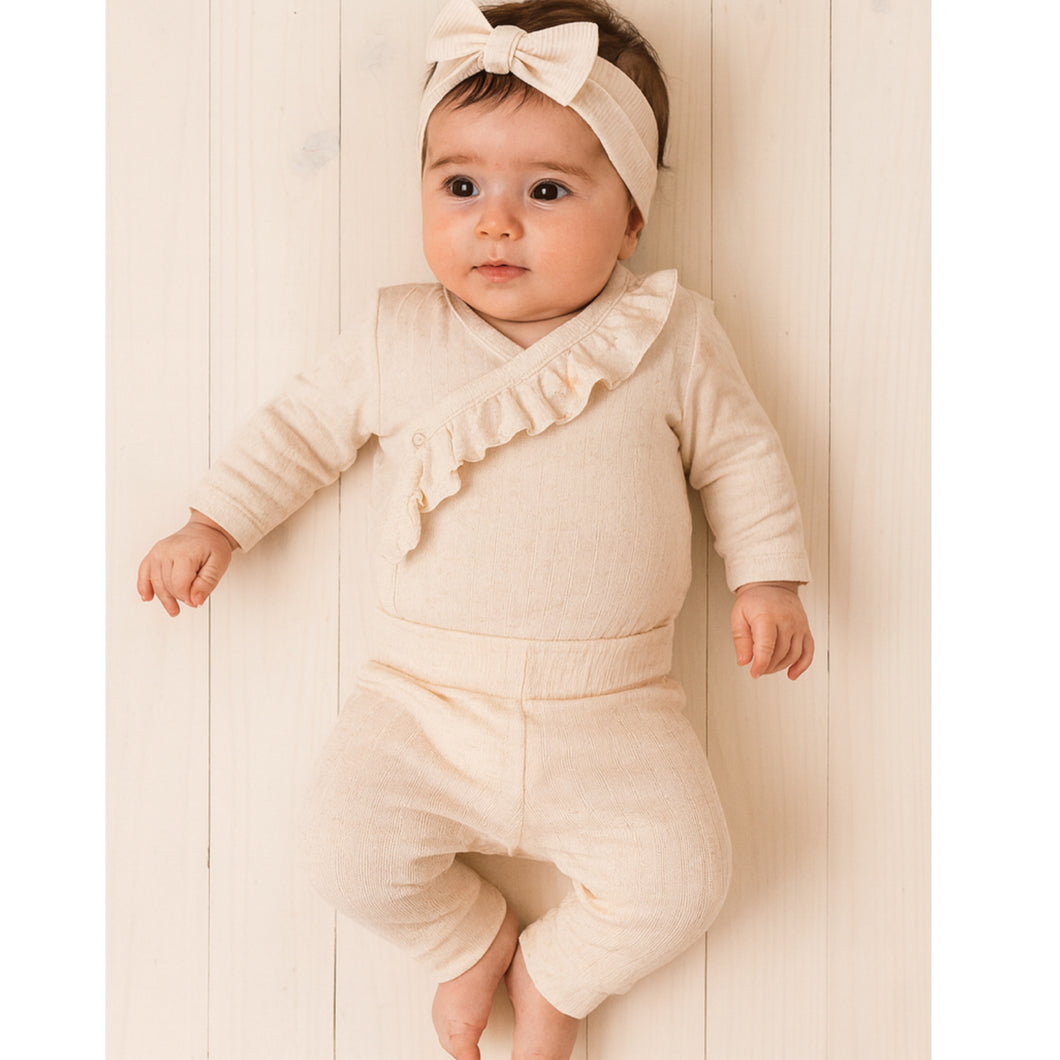 Beige Organic Cotton Baby Girls 2 Piece Set