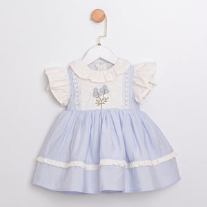 Blue Floral Appliqué Baby Dress