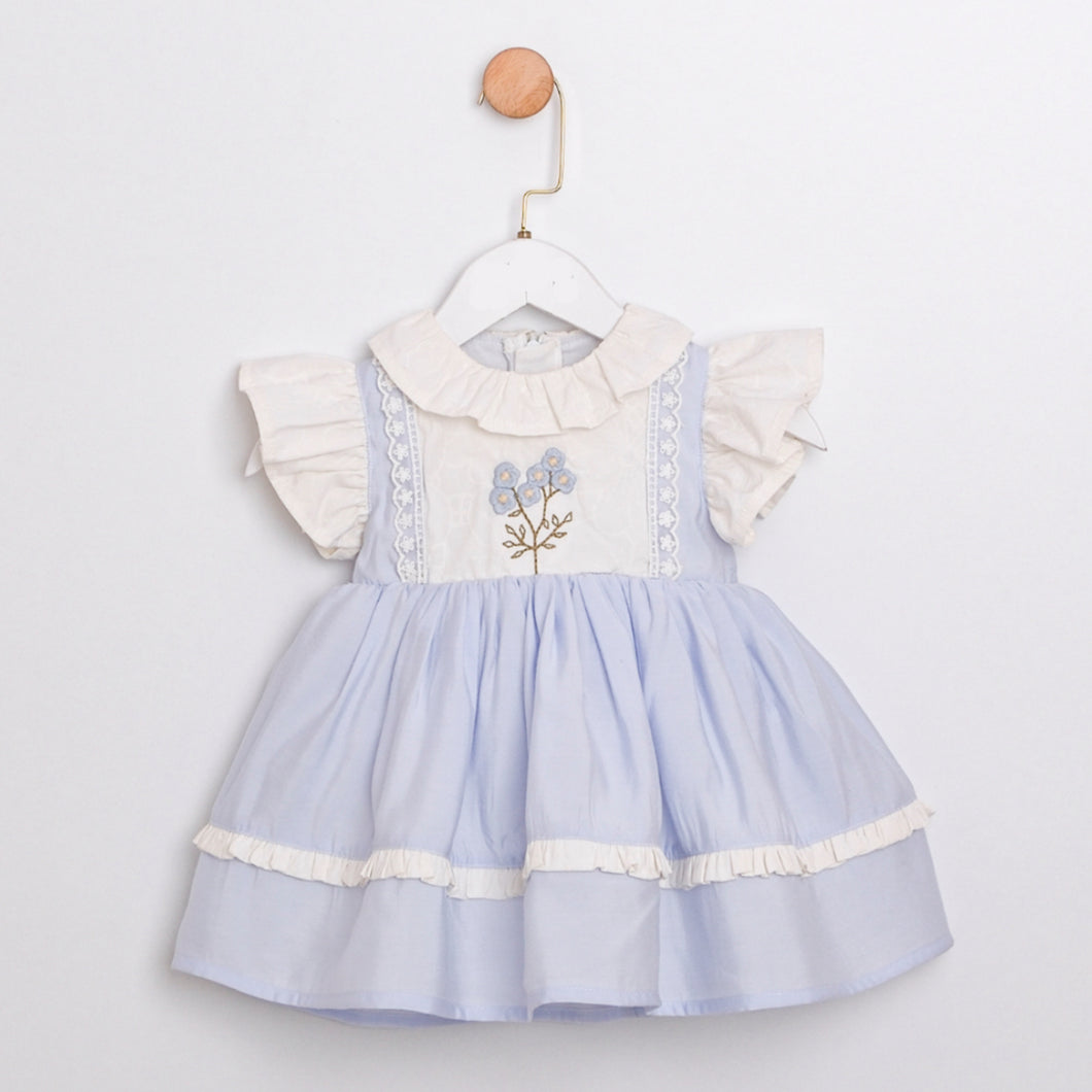 Blue Floral Appliqué Baby Dress
