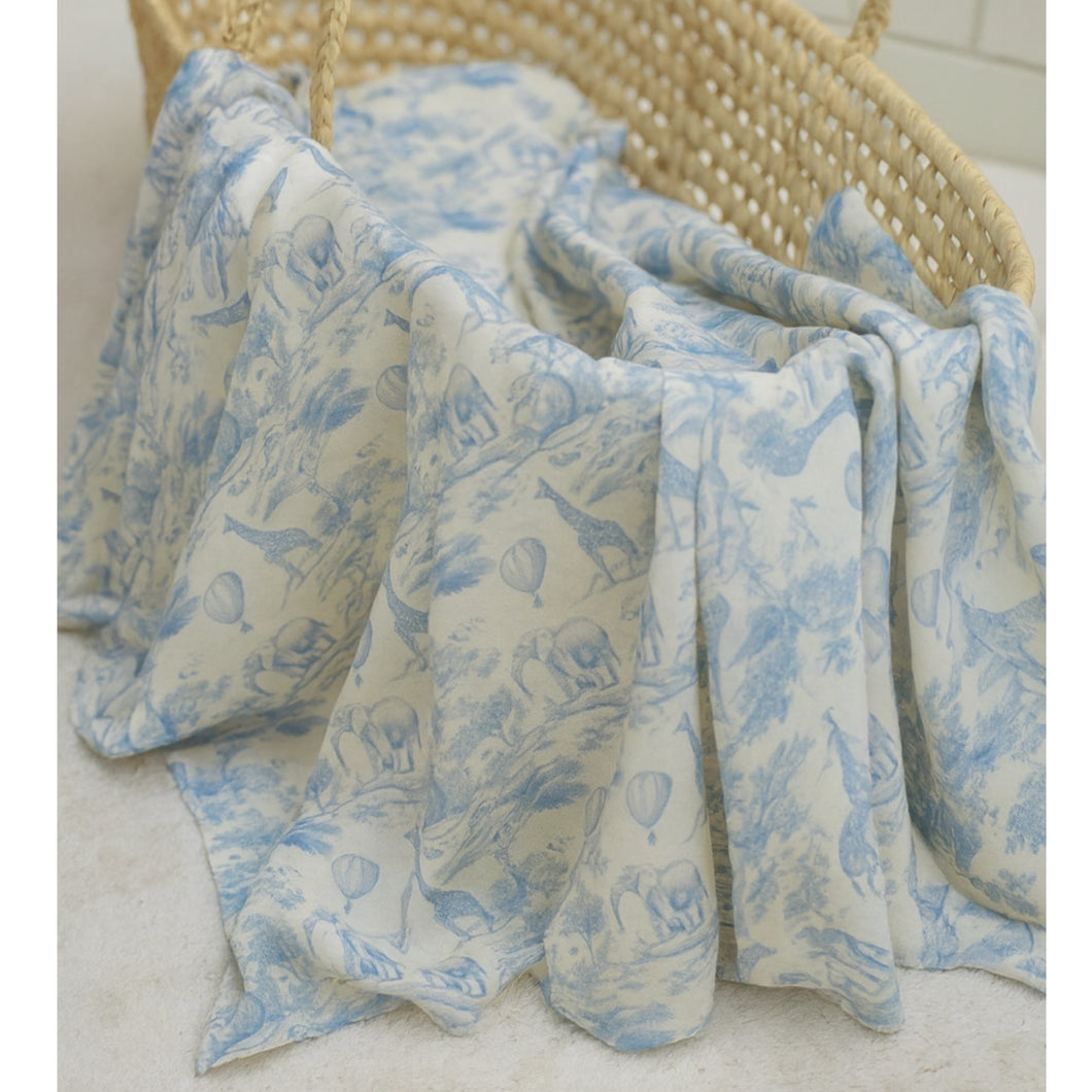 Toile de Jouy Safari Baby Boys Muslin Blanket