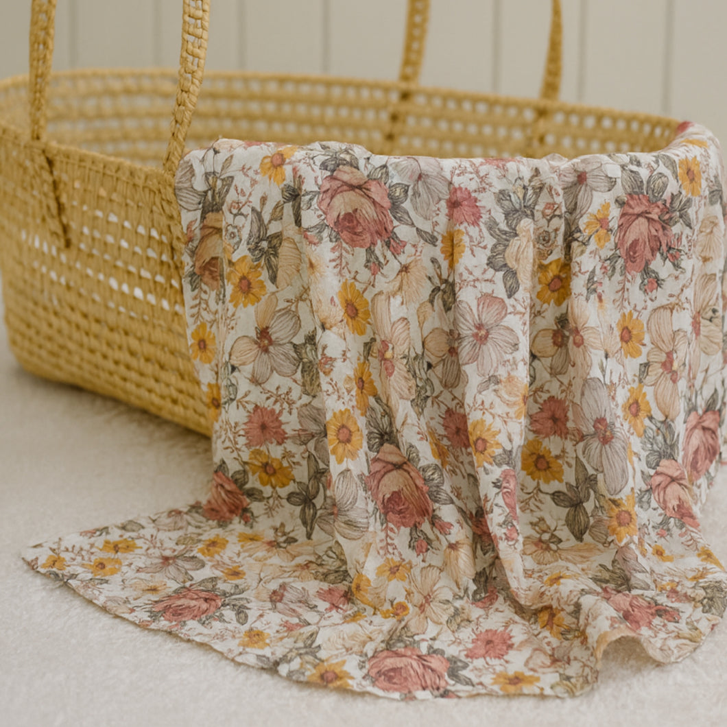 Vintage Rose Cotton Muslin Blanket