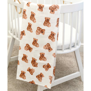 Organic Muslin Baby Blanket | Teddy Bear