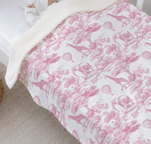 Load image into Gallery viewer, Pink Toile de Jouy Safari Baby Blanket
