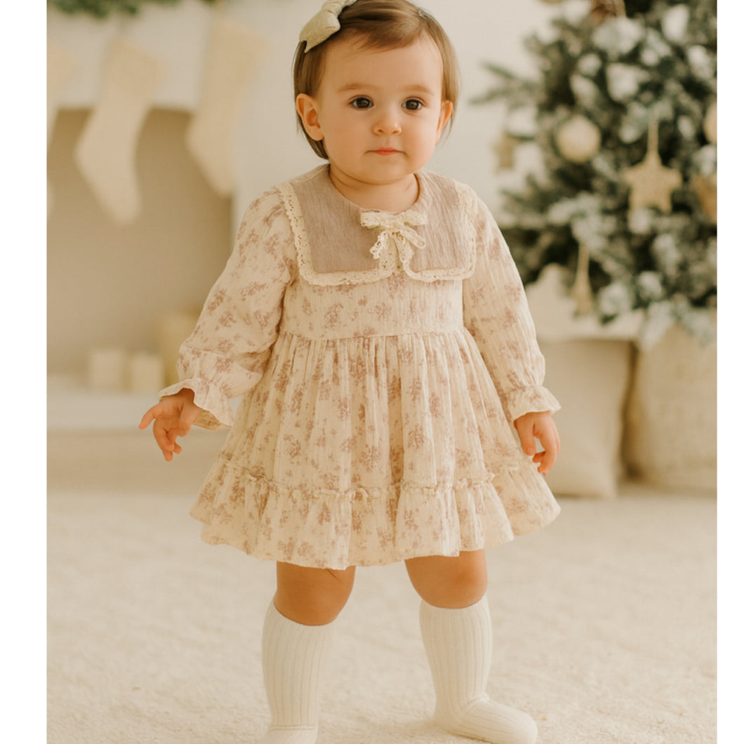 Muslin Fabric Girls Dress | Mauve