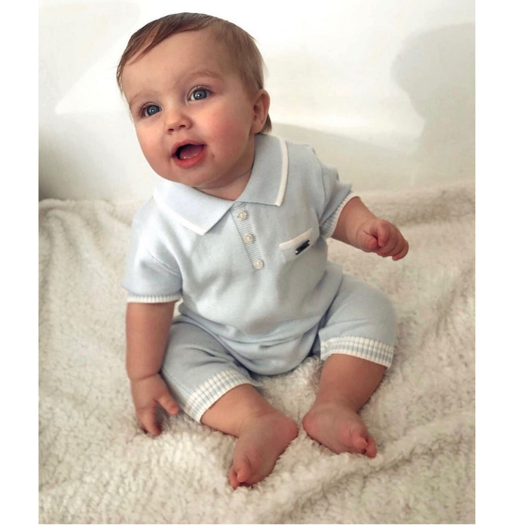 Knit Short Sleeve Collar Romper