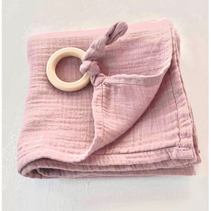 Large Muslin Blanket With Teething Ring | More Colours